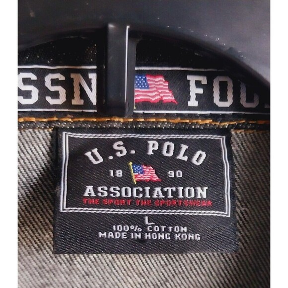 U.S. Polo Association Men's Black Embroidered Jean Denim Jacket Large - Picture 12 of 13